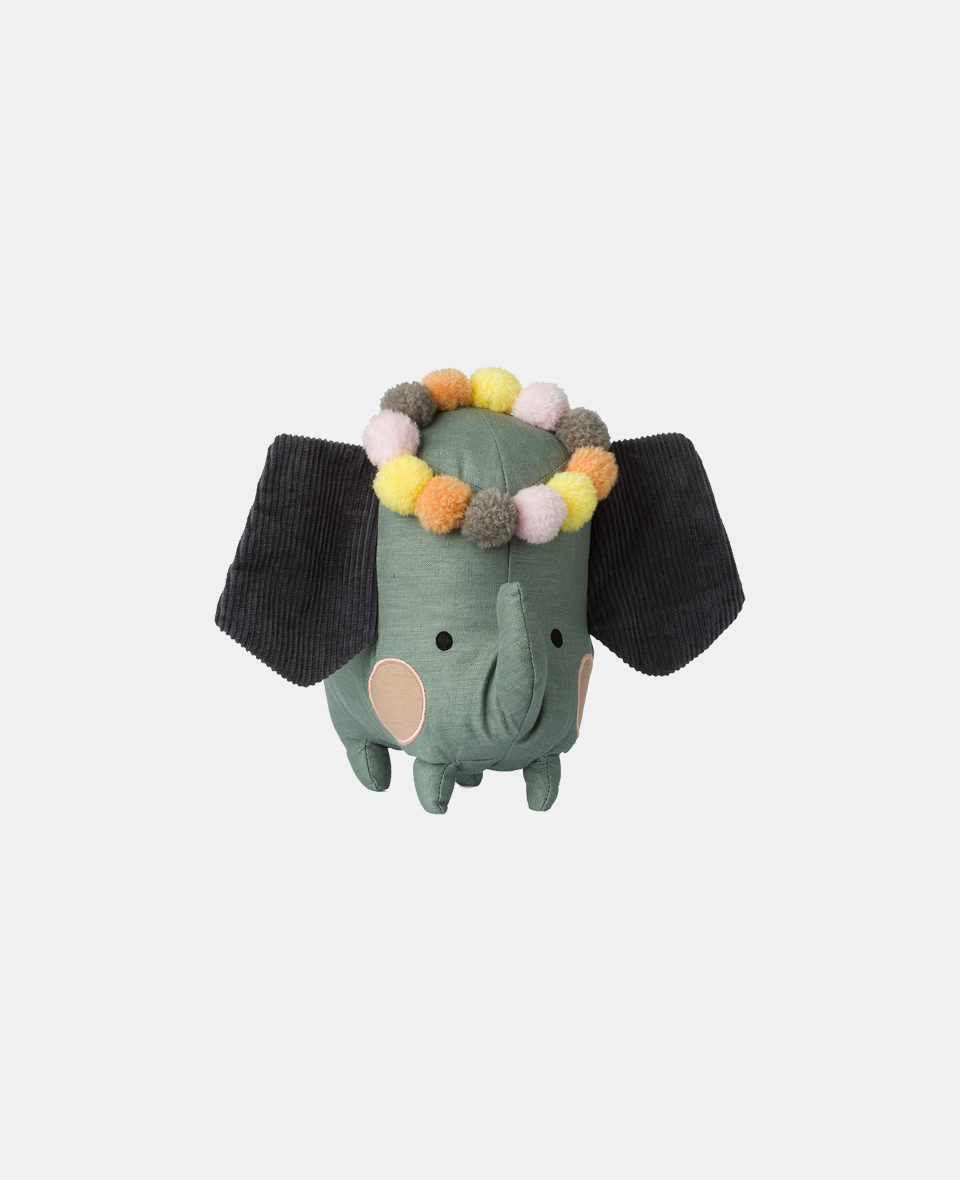 25215008.jpg Picca LouLou jucărie textilă elefant cu coroniță din pompoane 18cm în cutie cadou - imagine 1