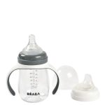 Biberon de invatare 2 in 1 din tritan 210 ml Mineral Grey Beaba - imagine 2