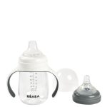 Biberon de invatare 2 in 1 din tritan 210 ml Mineral Grey Beaba - imagine 3