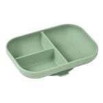 Farfurie compartimentata din silicon cu ventuza Sage Green Beaba
