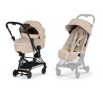 Cărucior 2 în 1 COYA Comfort cadru Matt Black cu Landou pliabil și parte sport Cozy Beige Cybex Platinum