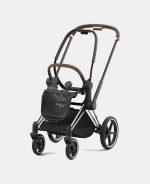 Carucior 2 in 1 Cadru Cărucior pentru Copii e-Priam Chrome Brown + Landou PRIAM Lux Peach Pink Cybex Platinum + Parte Sport Carucior Priam Peach Pink - imagine 5