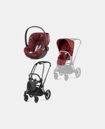 Carucior 2 in 1 Parte Sport Carucior PRIAM Rosenrot Red | dark red + Cadru Carucior pentru Copii Priam Chrome Brown + Scoica Auto CLOUD T I-SIZE Rosenrot Red | dark red Cybex Platinum