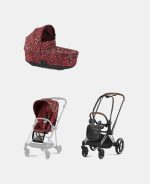 Carucior 2 in 1 Landou PRIAM Lux Rosenrot Red | dark red +Cadru Carucior pentru Copii Priam Chrome Brown + Parte Sport Carucior PRIAM Rosenrot Red | dark red Cybex Fashion - imagine 2