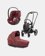 Carucior 2 in 1 Landou PRIAM Lux Rosenrot Red | dark red +Cadru Carucior pentru Copii Priam Chrome Brown + Scoica Auto CLOUD T I-SIZE Rosenrot Red | dark red Cybex Platinum - imagine 2