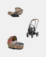 Carucior 2 in 1 Landou Priam Lux pentru căruciorul Priam Design Collaborations One Love | multicolor + Cadru Carucior pentru Copii Priam Chrome Brown + Scoica Auto CLOUD T I-SIZE One Love | multicolor Cybex Platinum - imagine 2