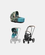 Carucior 2 in 1 Landou Priam Lux pentru căruciorul Priam Design Collaborations We The Best | mid turquoise + Cadru Carucior pentru Copii Priam Chrome Brown + Parte Sport Carucior Priam Design Collaborations We The Best Cybex Fashion