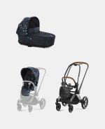 Carucior 2 in 1 Landou Priam Lux pentru căruciorul Priam Fashion Collections Jewels of Nature | dark blue + Cadru Carucior pentru Copii Priam Chrome Brown + Parte Sport Carucior Priam Fashion Collections Jewels of Nature Dark Blue Cybex Fashion - imagine 2