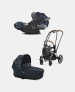 Carucior 2 in 1 Landou Priam Lux pentru căruciorul Priam Fashion Collections Jewels of Nature | dark blue + Cadru Carucior pentru Copii Priam Chrome Brown + Scoica Auto CLOUD T I-SIZE Jewels of Nature | dark blue Cybex Platinum - imagine 2