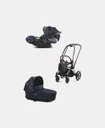 Carucior 2 in 1 Landou Priam Lux pentru căruciorul Priam Fashion Collections Jewels of Nature | dark blue + Cadru Carucior pentru Copii Priam Chrome Brown + Scoica Auto CLOUD T I-SIZE Jewels of Nature | dark blue Cybex Platinum