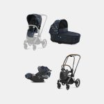 Carucior 3 in 1 Landou Priam Lux pentru căruciorul Priam Fashion Collections Jewels of Nature | dark blue + Cadru Carucior pentru Copii Priam Chrome Brown + Scoica Auto CLOUD T I-SIZE Jewels of Nature | dark blue + Parte Sport Carucior Priam Fashion Collections Jewels of Nature Dark Blue Cybex Fashion