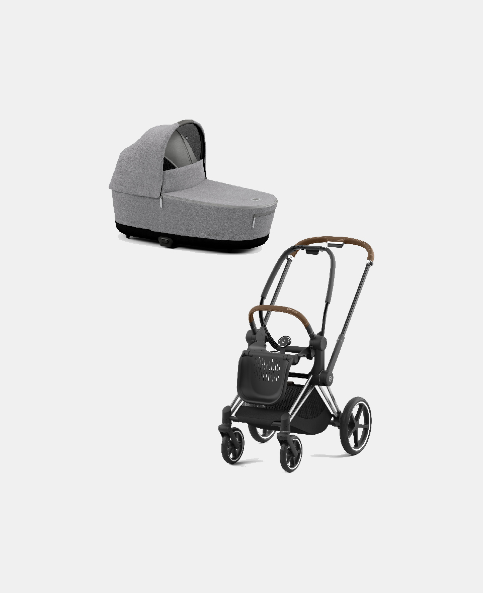 521002319-522000995.jpg Carucior Nou Nascut Priam: Cadru Carucior pentru Copii Priam Chrome Brown + Landou PRIAM Lux Manhattan Grey Plus Cybex Platinum - imagine 1