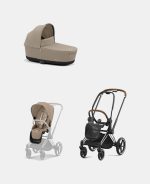 Carucior 2 in 1 Cadru Carucior pentru Copii Priam Chrome Brown + Landou PRIAM Lux Cozy Beige + Parte Sport Carucior Priam Cozy Beige Cybex Platinum - imagine 2