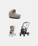 Carucior 2 in 1 Cadru Carucior pentru Copii Priam Chrome Brown + Landou PRIAM Lux Cozy Beige + Parte Sport Carucior Priam Cozy Beige Cybex Platinum