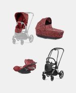 Carucior 3 in 1 Landou PRIAM Lux Rosenrot Red | dark red + Cadru Carucior pentru Copii Priam Chrome Black + Scoica Auto CLOUD T I-SIZE + Parte Sport Carucior PRIAM Rosenrot Red | dark red Cybex Fashion - imagine 2