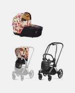 Carucior 2 in 1 Landou Priam Lux pentru căruciorul Priam Fashion Collections Spring Blossom Light + Cadru Carucior pentru Copii Priam Chrome Black + Parte Sport Carucior Priam Fashion Collections Spring Blossom Light Beige Cybex Fashion - imagine 2