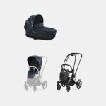 Carucior 2 in 1 Landou Priam Lux pentru căruciorul Priam Fashion Collections Jewels of Nature | dark blue + Cadru Carucior pentru Copii Priam Chrome Black + Parte Sport Carucior Priam Fashion Collections Jewels of Nature Dark Blue Cybex Fashion