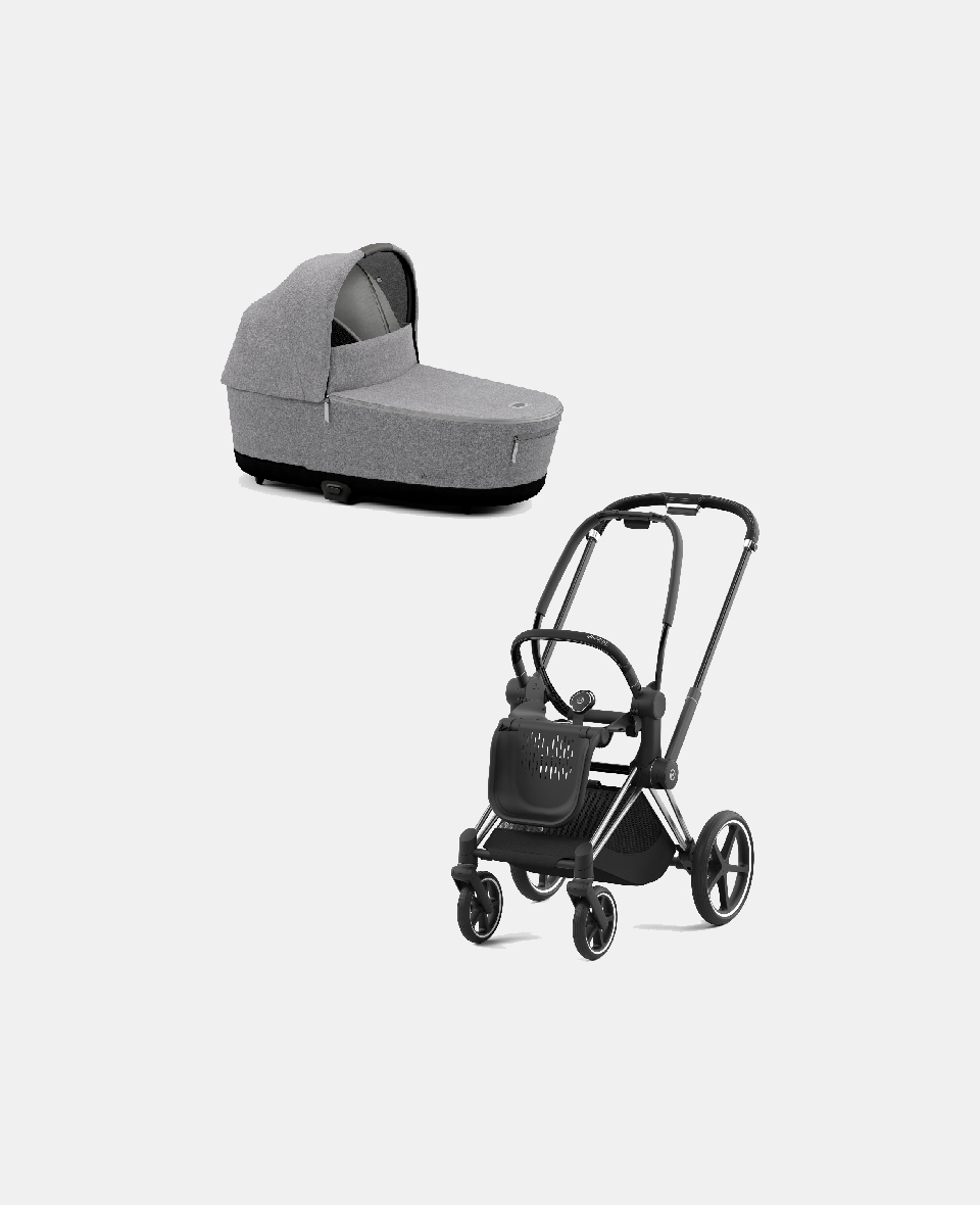 521002325-522000995.jpg Carucior Nou Nascut Priam: Cadru Carucior pentru Copii Priam Chrome Black + Landou PRIAM Lux Manhattan Grey Plus Cybex Platinum - imagine 1