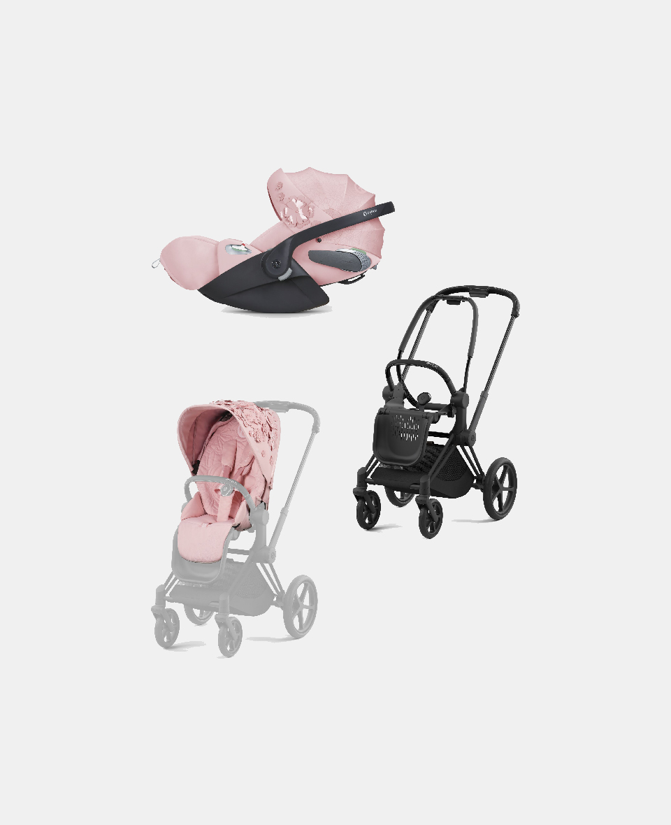 521002331-521002825-523000267.jpg Carucior 2 in 1 Parte Sport Carucior Priam Fashion Collections Pale Blush + Cadru Carucior pentru Copii Priam Matt Black + Scoica Auto CLOUD T I-SIZE SIMPLY FLOWERS PINK | light pink Cybex Platinum - imagine 1