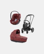 Carucior 2 in 1 Landou PRIAM Lux Rosenrot Red | dark red + Cadru Carucior pentru Copii Priam Matt Black + Scoica Auto CLOUD T I-SIZE Rosenrot Red | dark red Cybex Platinum