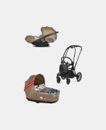 Carucior 2 in 1 Landou Priam Lux pentru căruciorul Priam Design Collaborations One Love | multicolor + Cadru Carucior pentru Copii Priam Matt Black + Scoica Auto CLOUD T I-SIZE One Love | multicolor Cybex Platinum