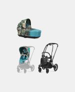 Carucior 2 in 1 Landou Priam Lux pentru căruciorul Priam Design Collaborations We The Best | mid turquoise + Cadru Carucior pentru Copii Priam Matt Black + Parte Sport Carucior Priam Design Collaborations We The Best Cybex Fashion