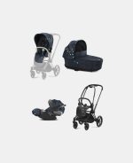 Carucior 3 in 1 Landou Priam Lux pentru căruciorul Priam Fashion Collections Jewels of Nature | dark blue + Cadru Carucior pentru Copii Priam Matt Black + Scoica Auto CLOUD T I-SIZE Jewels of Nature | dark blue + Parte Sport Carucior Priam Fashion Collections Jewels of Nature Dark Blue Cybex Fashion