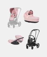 Carucior 3 in 1 Landou Priam Lux pentru căruciorul Priam Fashion Collections Pale Blush + Cadru Carucior pentru Copii Priam Matt Black + Scoica Auto CLOUD T I-SIZE SIMPLY FLOWERS PINK | light pink + Parte Sport Carucior Priam Fashion Collections Light Pink Cybex Fashion - imagine 2