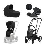 Carucior 3 in 1 Cadru Carucior pentru Copii Priam Matt Black + Parte Sport Carucior Priam Sepia Black + Landou PRIAM Lux Sepia Black + Scoică Auto pentru Copii Cloud T i-Size Plus Sephia Black Cybex Platinum (copie)