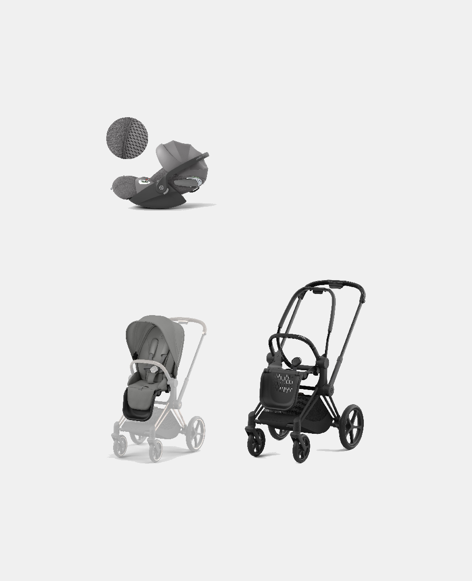 521002331-523000743-523000238.jpg Carucior 2 in 1 Cadru Carucior pentru Copii Priam Matt Black + Parte Sport Carucior Priam Mirage Grey + Scoică Auto pentru Copii Cloud T i-Size Plus Mirage Grey Cybex Platinum - imagine 1