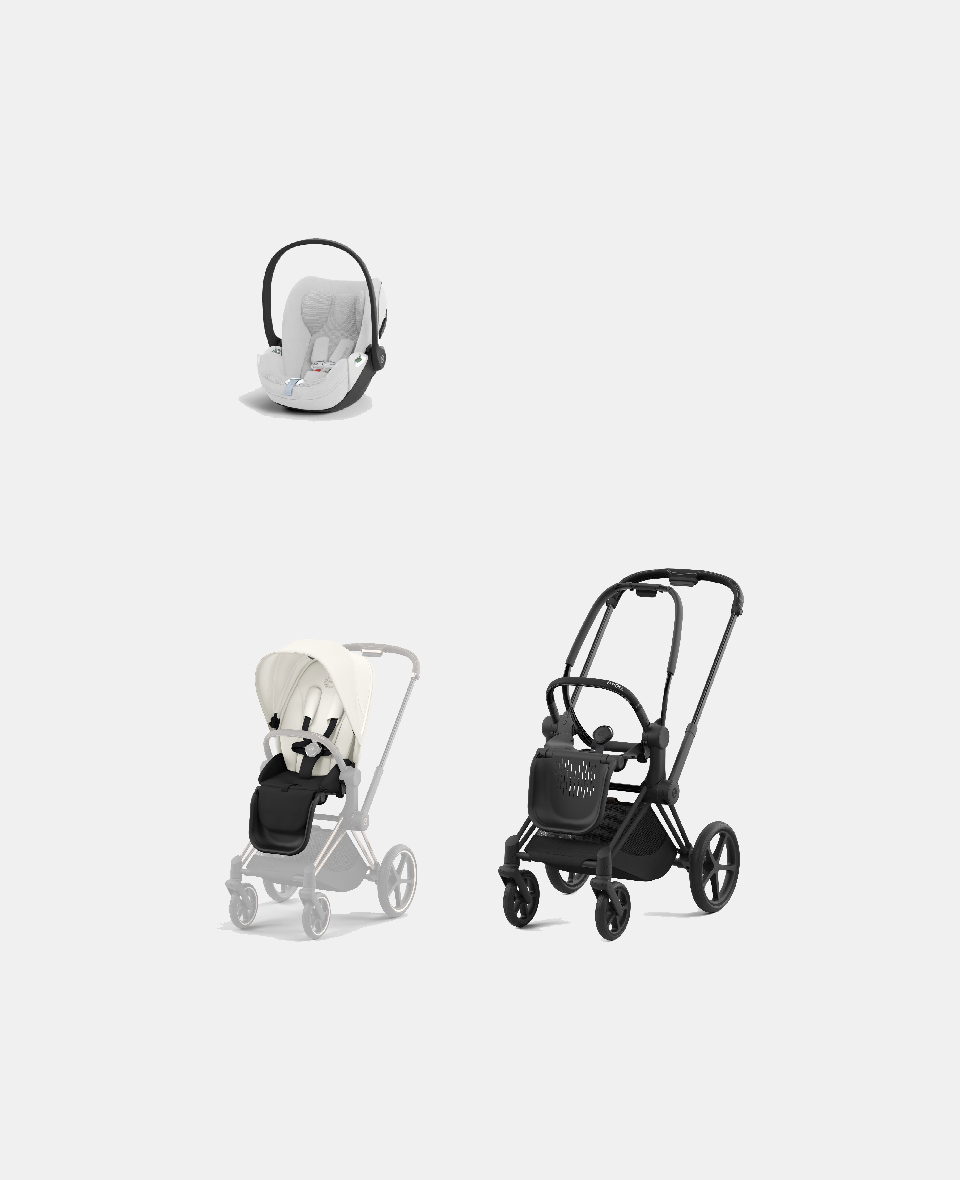521002331-523000753-523000244.jpg Carucior 2 in 1 Cadru Carucior pentru Copii Priam Matt Black + Parte Sport Carucior Priam Off White + Scoică Auto pentru Copii Cloud T i-Size Plus Platinum White Cybex Platinum - imagine 1