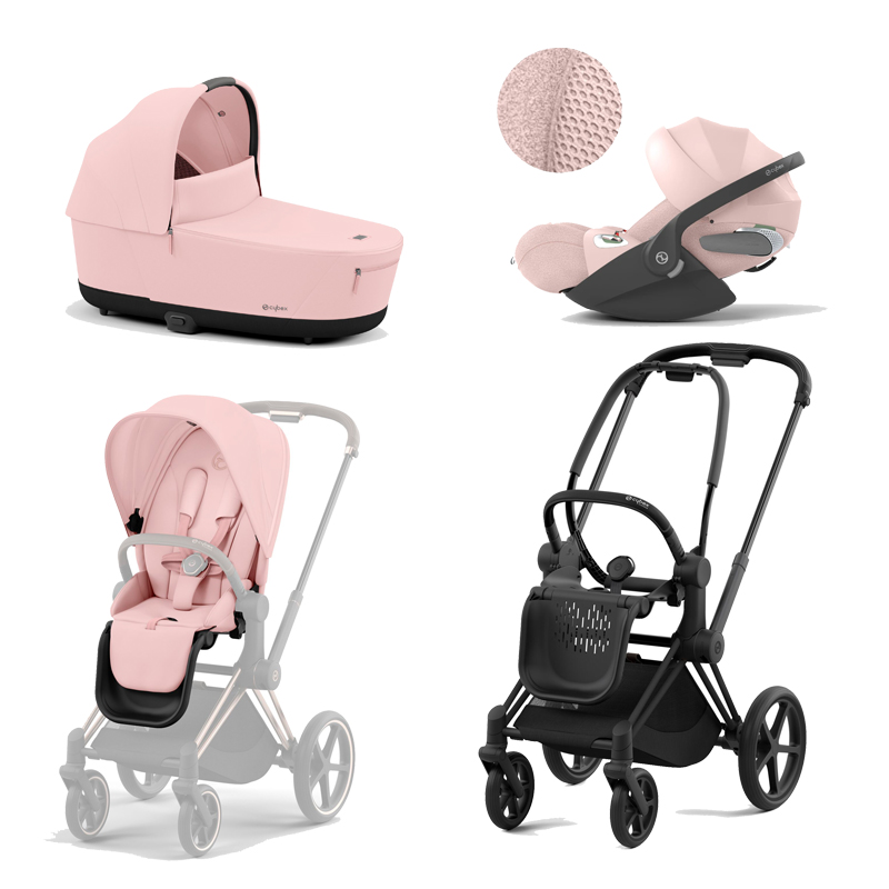 521002331-523000763-523000829-523000250.jpg Carucior 3 in 1 Cadru Carucior pentru Copii Priam Matt Black + Parte Sport Carucior Priam Peach Pink + Landou PRIAM Lux Peach Pink + Scoică Auto pentru Copii Cloud T i-Size Plus Peach Pink Cybex Platinum - imagine 1