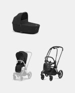 Carucior 2 in 1 Cadru Carucior pentru Copii Priam Matt Black + Landou PRIAM Lux Sepia Black + Parte Sport Carucior Priam Sepia Black Cybex Platinum - imagine 2