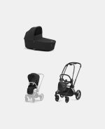 Carucior 2 in 1 Cadru Carucior pentru Copii Priam Matt Black + Landou PRIAM Lux Sepia Black + Parte Sport Carucior Priam Sepia Black Cybex Platinum