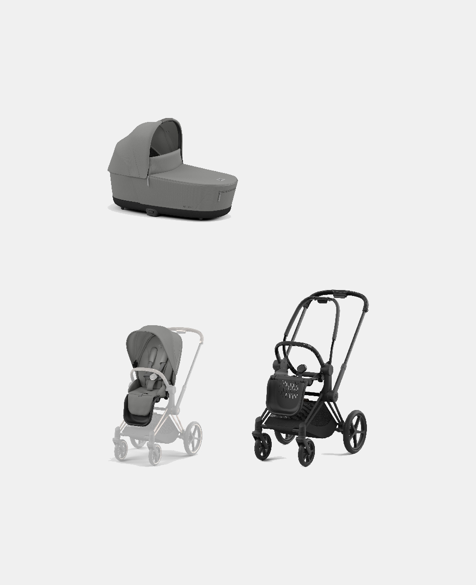 521002331-523000809-523000743.jpg Carucior 2 in 1 Cadru Carucior pentru Copii Priam Matt Black + Landou PRIAM Lux Mirage Grey + Parte Sport Carucior Priam Mirage Grey Cybex Platinum - imagine 1