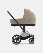 Carucior Nou Nascut Priam: Cadru Carucior pentru Copii Priam Chrome Black + Landou PRIAM Lux Cozy Beige Cybex Platinum - imagine 2