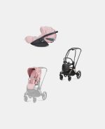 Carucior 2 in 1 Parte Sport Carucior Priam Fashion Collections Pale Blush + Cadru Carucior pentru Copii Priam Rosegold + Scoica Auto CLOUD T I-SIZE SIMPLY FLOWERS PINK | light pink Cybex Platinum