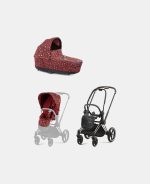 Carucior 2 in 1 Landou PRIAM Lux Rosenrot Red | dark red + Cadru Carucior pentru Copii Priam Rosegold + Parte Sport Carucior PRIAM Rosenrot Red | dark red Cybex Fashion