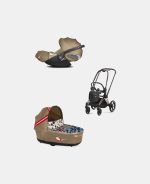 Carucior 2 in 1 Landou Priam Lux pentru căruciorul Priam Design Collaborations One Love | multicolor + Cadru Carucior pentru Copii Priam Rosegold + Scoica Auto CLOUD T I-SIZE One Love | multicolor Cybex Platinum