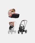 Carucior 2 in 1 Landou Priam Lux pentru căruciorul Priam Fashion Collections Spring Blossom Light + Cadru Carucior pentru Copii Priam Rosegold + Parte Sport Carucior Priam Fashion Collections Spring Blossom Light Beige Cybex Fashion
