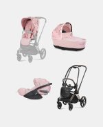 Carucior 3 in 1 Landou Priam Lux pentru căruciorul Priam Fashion Collections Pale Blush + Cadru Carucior pentru Copii Priam Rosegold +Scoica Auto CLOUD T I-SIZE SIMPLY FLOWERS PINK | light pink + Parte Sport Carucior Priam Fashion Collections Light Pink Cybex Fashion - imagine 2