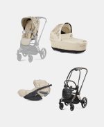 Carucior 3 in 1 Landou Priam Lux pentru căruciorul Priam Fashion Collections Nude Beige + Cadru Carucior pentru Copii Priam Rosegold + Scoica Auto CLOUD T I-SIZE SIMPLY FLOWERS BEIGE | mid beige + Parte Sport Carucior Priam Fashion Collections Nude Beige Cybex Fashion - imagine 2