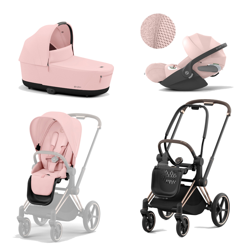521002337-523000763-523000829-523000250.jpg Carucior 3 in 1 Cadru Carucior pentru Copii Priam Rosegold + Parte Sport Carucior Priam Peach Pink + Landou PRIAM Lux Peach Pink + Scoică Auto pentru Copii Cloud T i-Size Plus Peach Pink Cybex Platinum - imagine 1