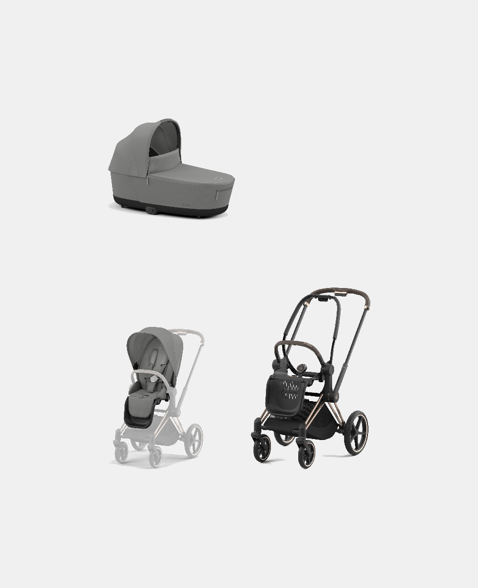 521002337-523000809-523000743.jpg Carucior 2 in 1 : Cadru Carucior pentru Copii Priam Rosegold + Landou PRIAM Lux Mirage Grey + Parte Sport Carucior Priam Mirage Grey Cybex Platinum - imagine 1