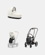 Carucior 2 in 1 Cadru Carucior pentru Copii Priam Rosegold + Landou PRIAM Lux Off White + Parte Sport Carucior Priam Off White Cybex Platinum - imagine 2