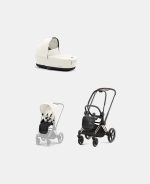 Carucior 2 in 1 Cadru Carucior pentru Copii Priam Rosegold + Landou PRIAM Lux Off White + Parte Sport Carucior Priam Off White Cybex Platinum
