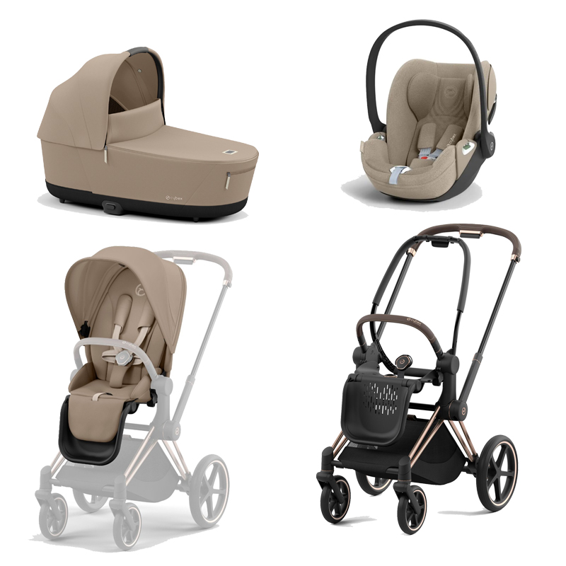 521002337-523001261-523001271-523001302.jpg Carucior 3 in 1 Cadru Carucior pentru Copii Priam Rosegold + Parte Sport Carucior Priam Cozy Beige + Landou PRIAM Lux Cozy Beige + Scoică Auto pentru Copii Cloud T i-Size Plus Cozy Beige Cybex Platinum - imagine 1