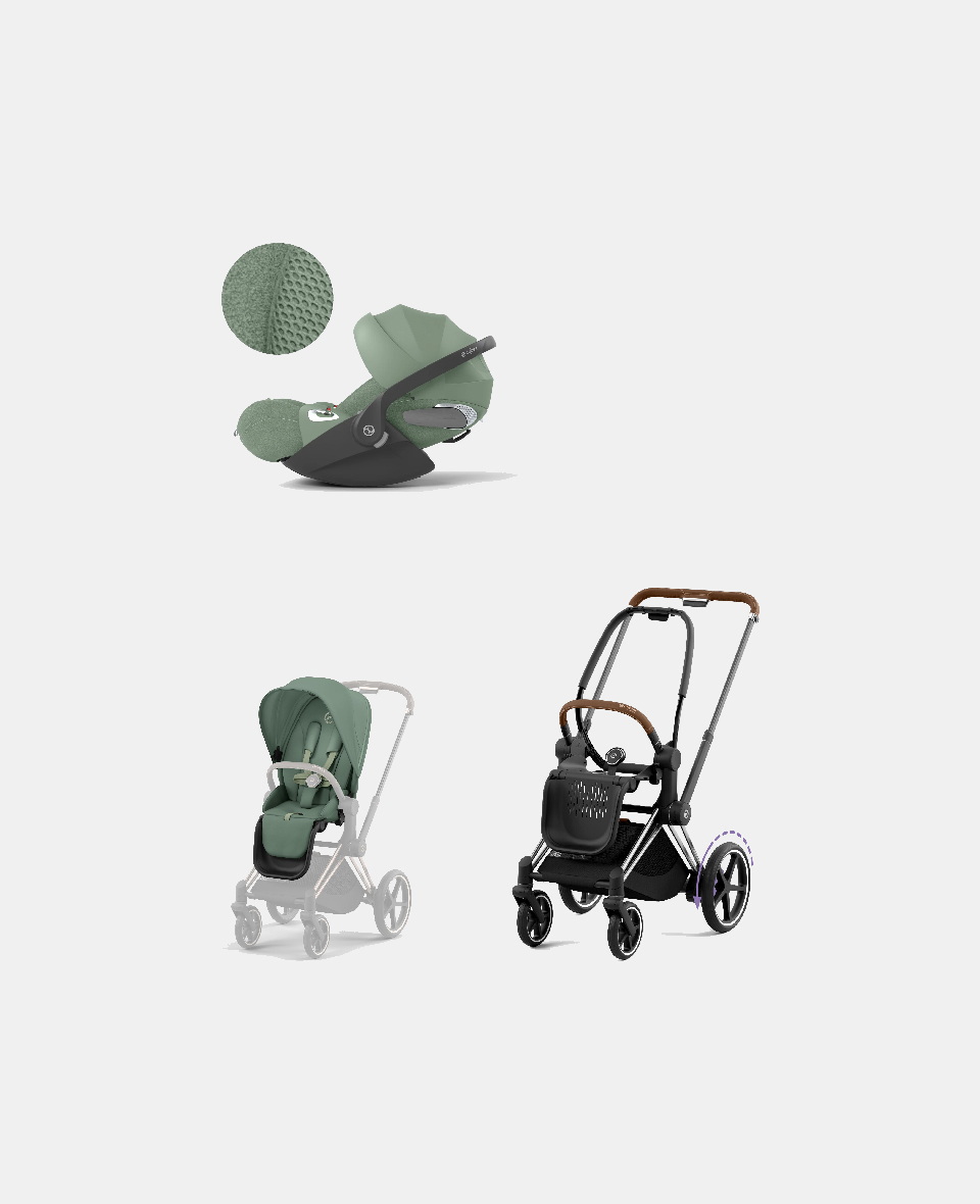 521002349-523000773-523000256.jpg Carucior 2 in 1 Cadru Cărucior pentru Copii e-Priam Chrome Brown + Parte Sport Carucior Priam Leaf Green + Scoică Auto pentru Copii Cloud T i-Size Plus Leaf Green Cybex Platinum - imagine 1