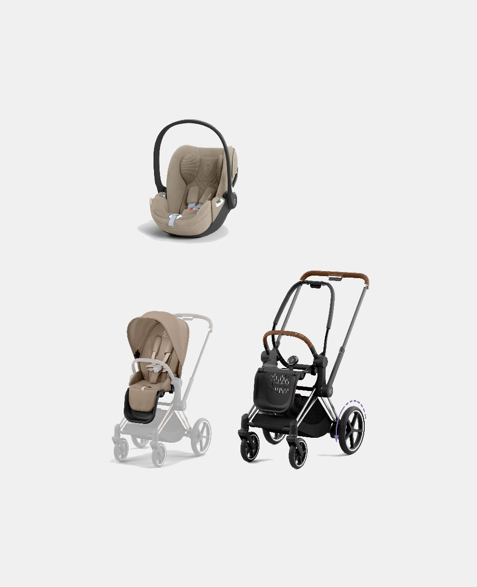 521002349-523001261-523001302.jpg Carucior 2 in 1 Cadru Cărucior pentru Copii e-Priam Chrome Brown + Parte Sport Carucior Priam Cozy Beige + Scoică Auto pentru Copii Cloud T i-Size Plus Cozy Beige Cybex Platinum Cybex Platinum - imagine 1