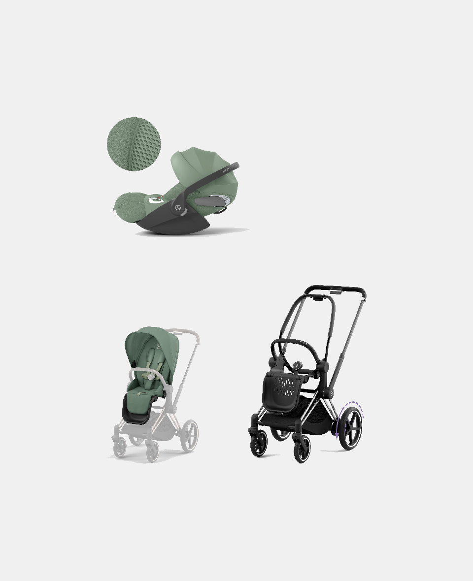 521002357-523000773-523000256.jpg Carucior 2 in 1 Cadru Cărucior pentru Copii e-Priam Chrome Black + Parte Sport Carucior Priam Leaf Green + Scoică Auto pentru Copii Cloud T i-Size Plus Leaf Green Cybex Platinum - imagine 1